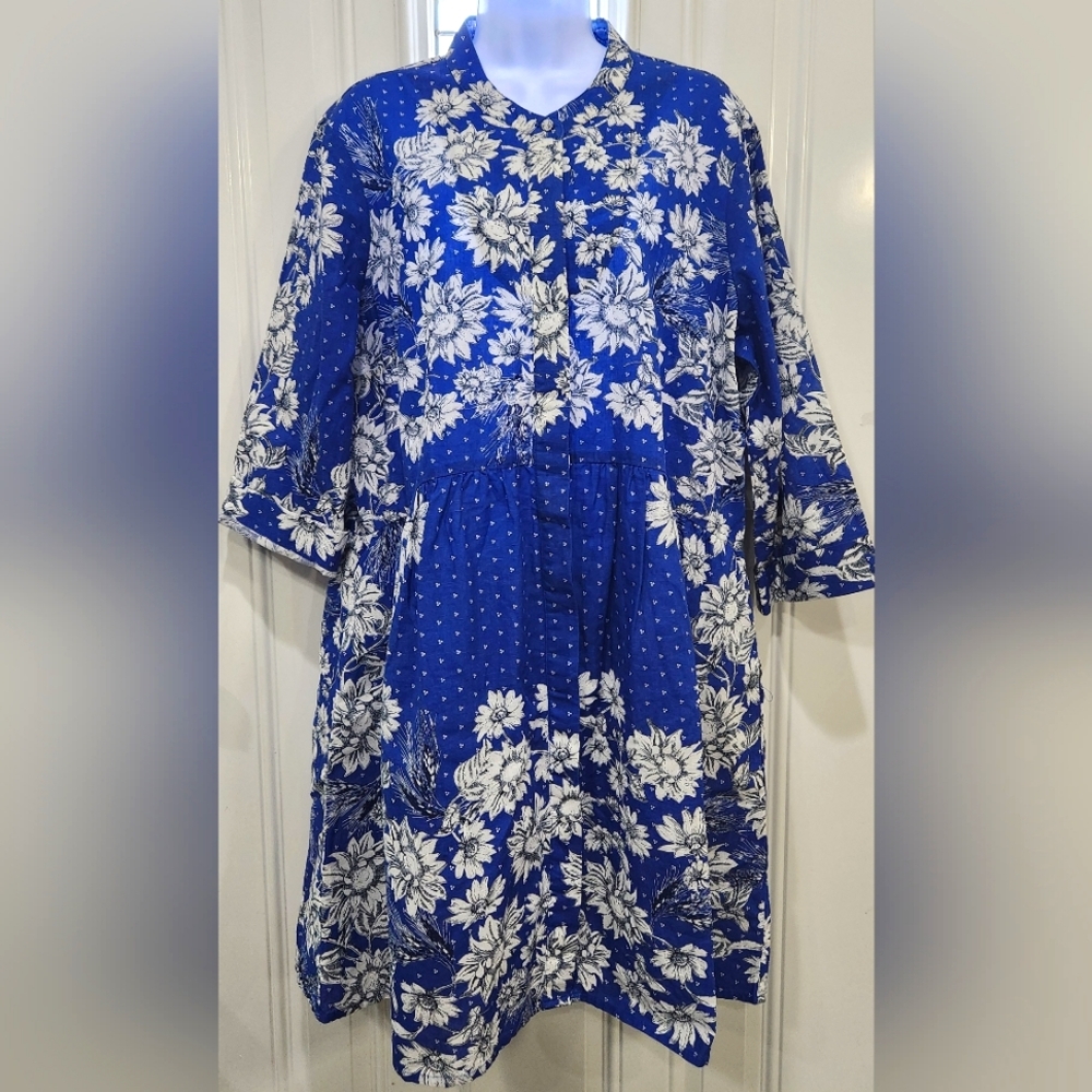 dizzy lizzie Fire Island drop waist polka dot floral dress women's size L